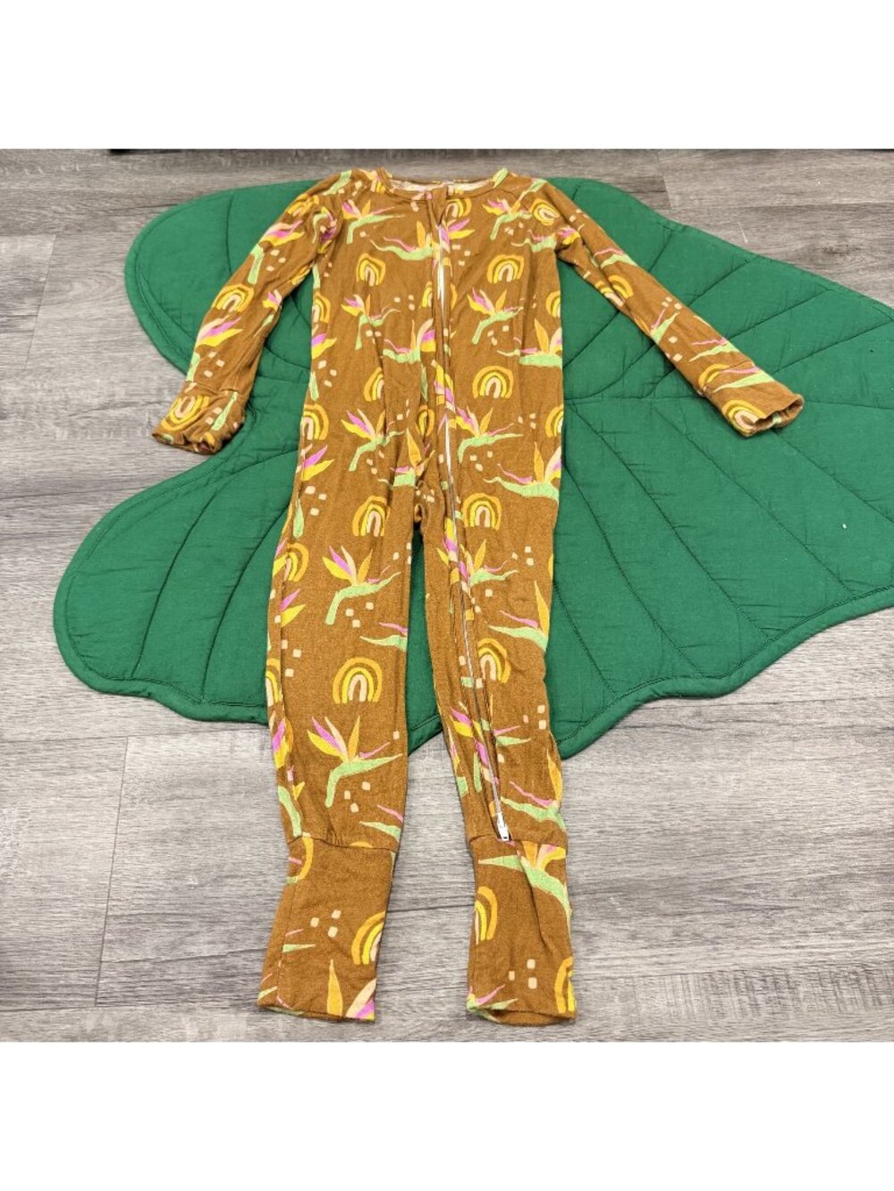 Elli-O Hawaii Bamboo Toddler 2T Brown Bird of Paradise Convertible Coverall